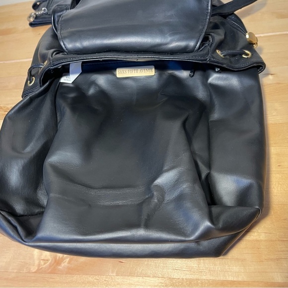 Saks Fifth Avenue Genuine Black Leather Backpac main image 9